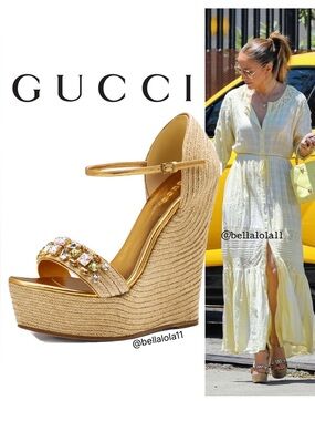 NEW AUTHENTIC GUCCI SWAROVSKI WEDGES